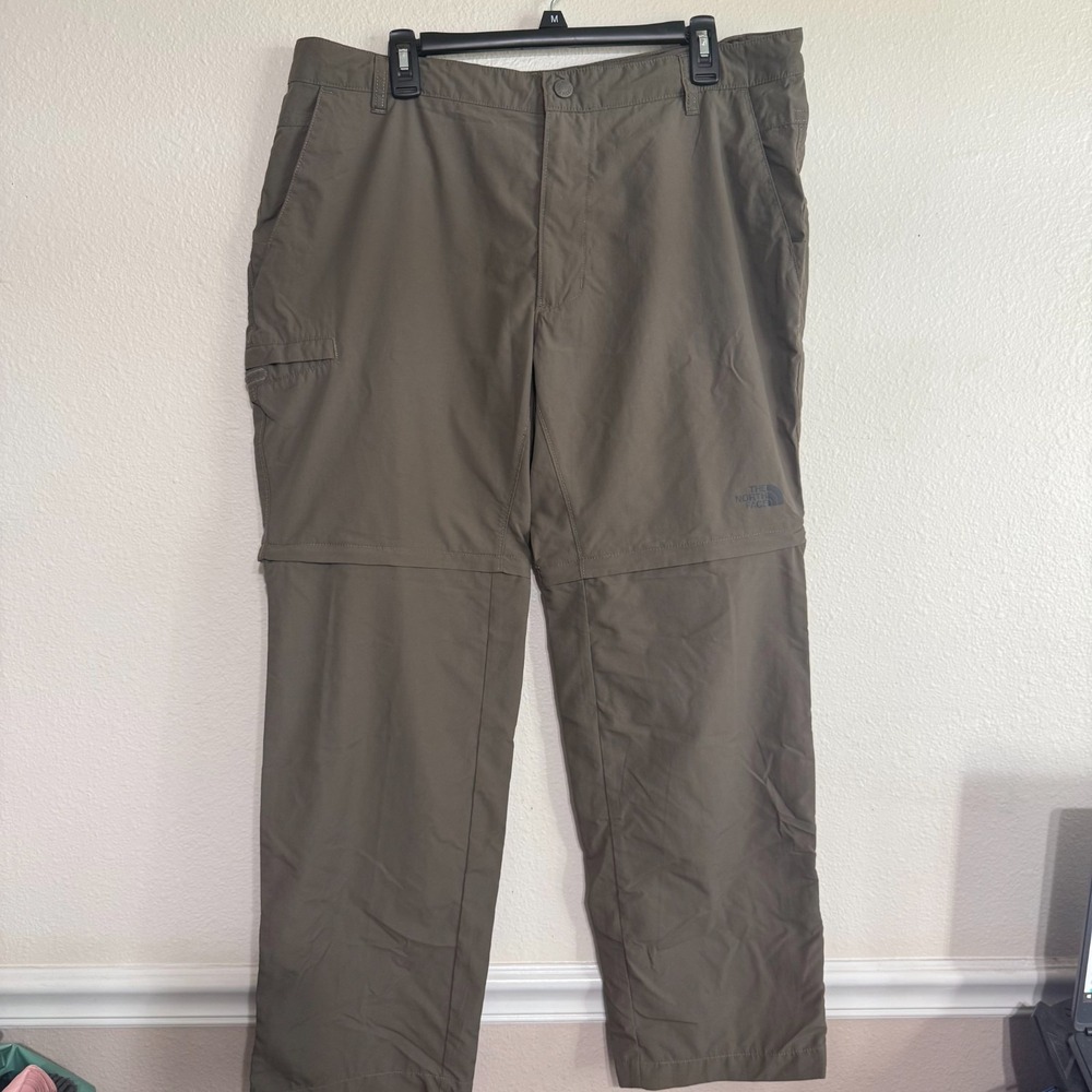 The North Face Convertible Pants Men's 38 Taupe 100% Nylon‎ Snap Hiking Outdoor